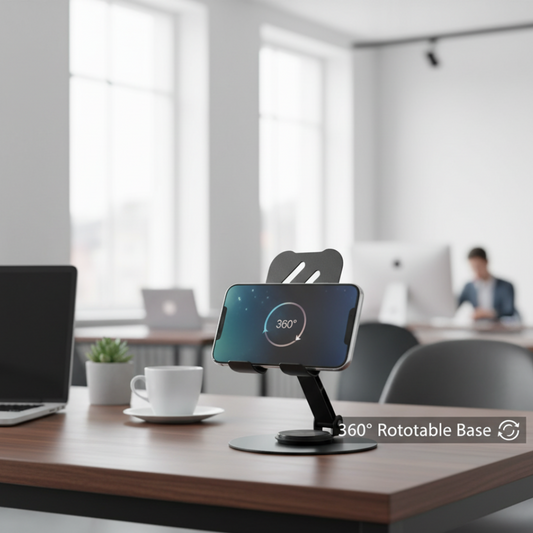 Adjustable Aluminum Phone Holder Stand, 360° Rotation Anti-Slip Base Stand