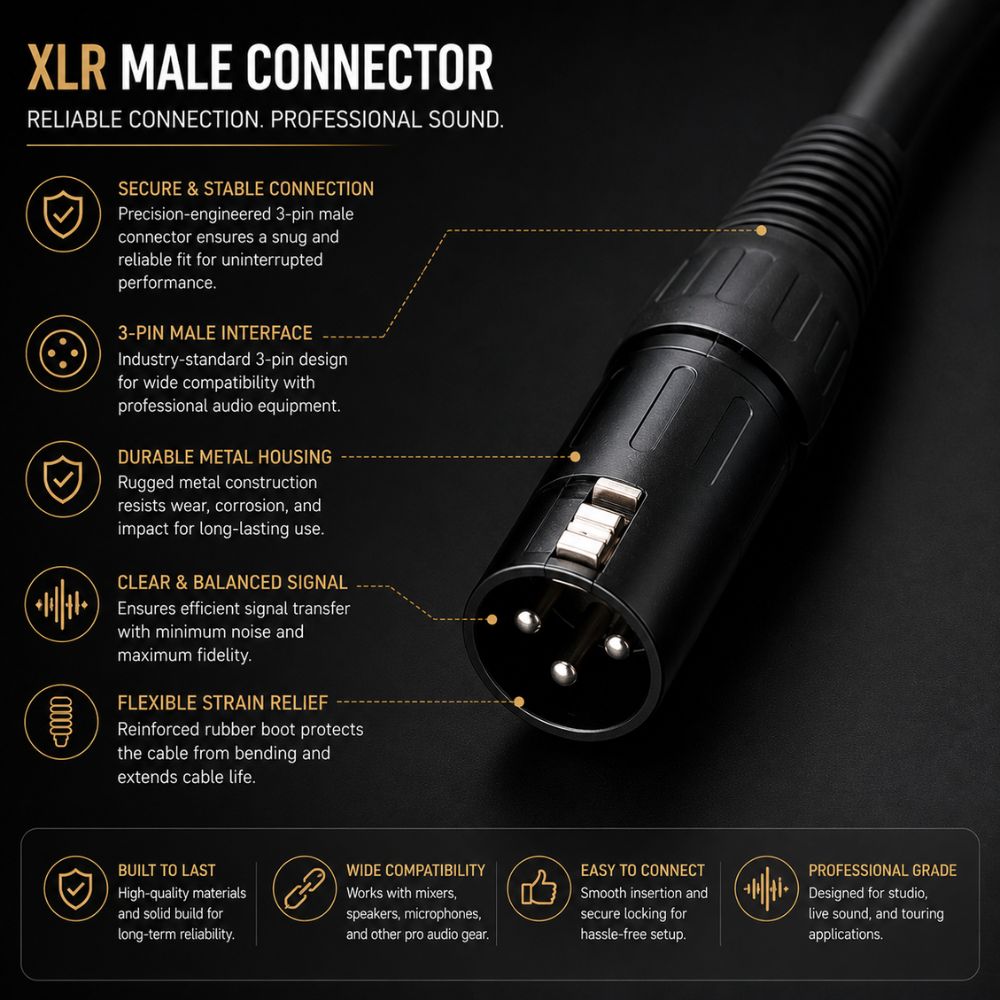 6.35mm Mono Male to XLR Male Microphone Cable