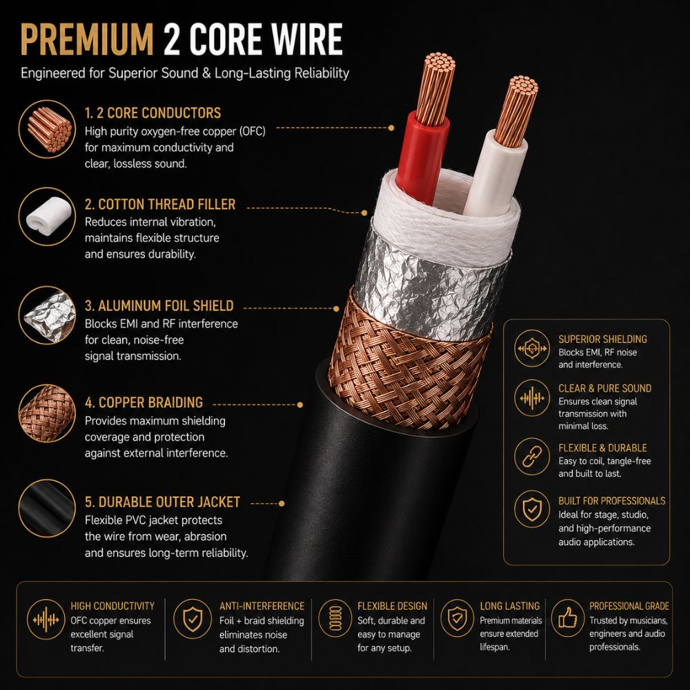 6.35mm Mono Male to XLR Male Microphone Cable