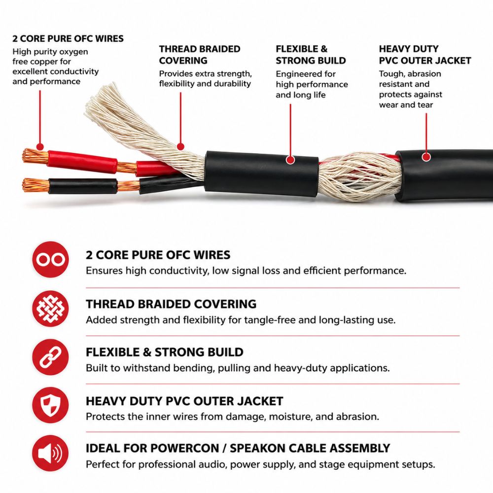 2 core high flex stage ofc Speaker Cable
