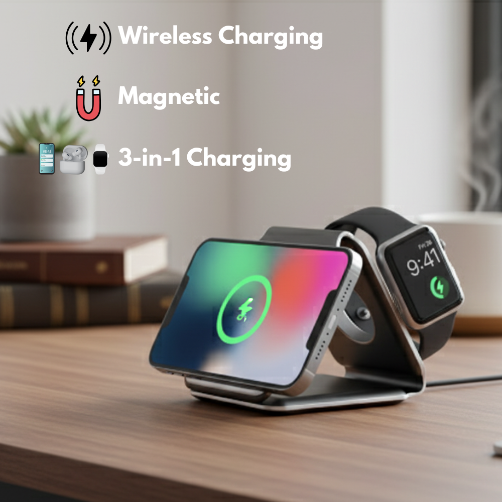 3-in-1 MagSafe Magnetic Foldable Wireless Charger