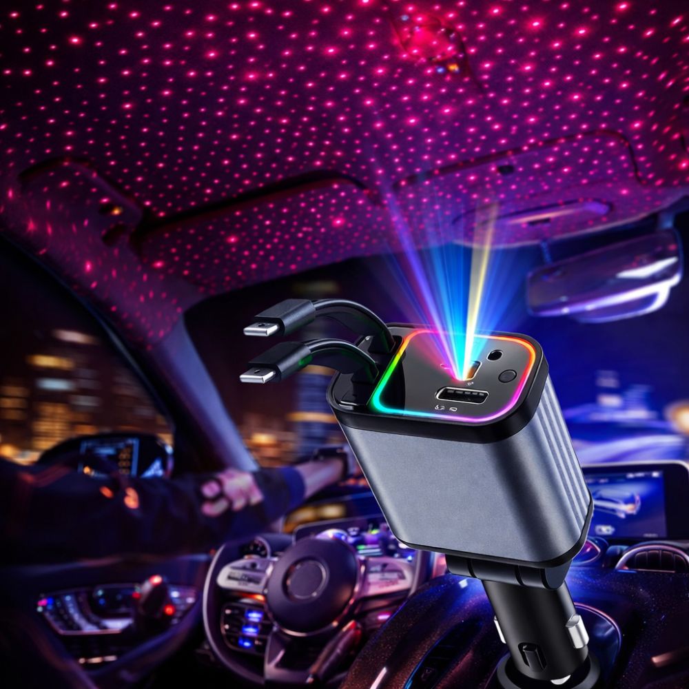 4 in 1 Retractable Car Chargers with Starlight
