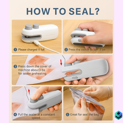 Portable Plastic Bag Mini Sealing Machine with Cutter & Magnet