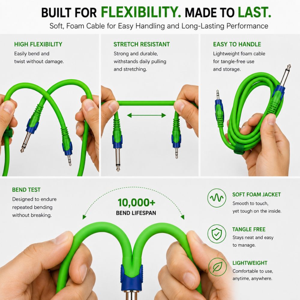 6.35mm male jack to 3.5mm male jack Mono to Stereo Audio Cable
