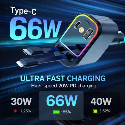 4 in 1 Retractable Car Chargers with Starlight
