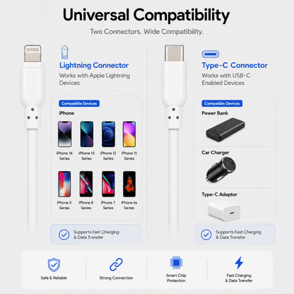 Peladus USB-C to Lightning Cable 1 Meter | Fast Charging Cable
