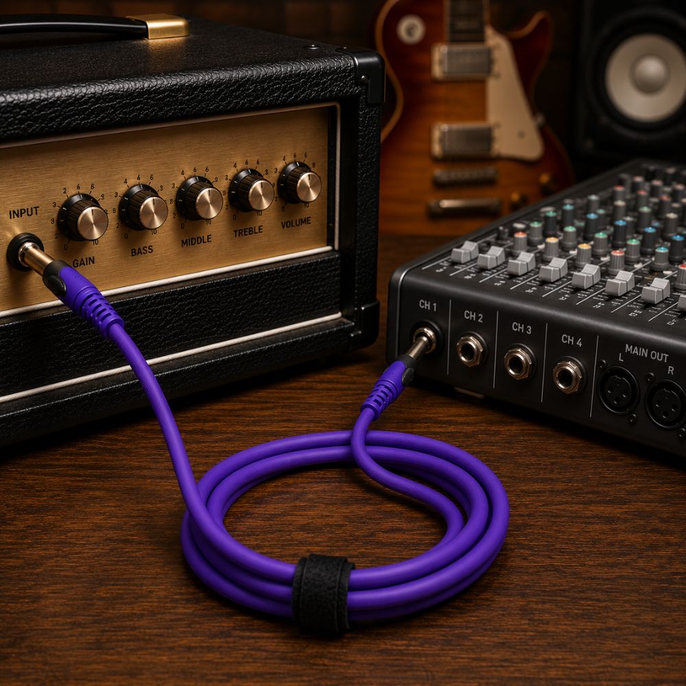 6.35mm male jack to 6.35mm male jack Mono to Mono Audio Cable