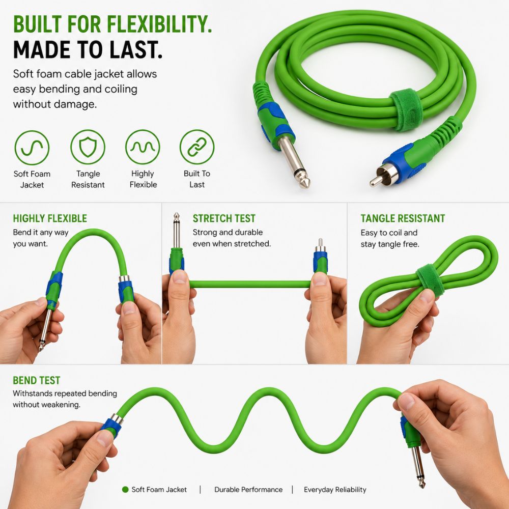 6.35mm male Mono to RCA Audio & Video Cable
