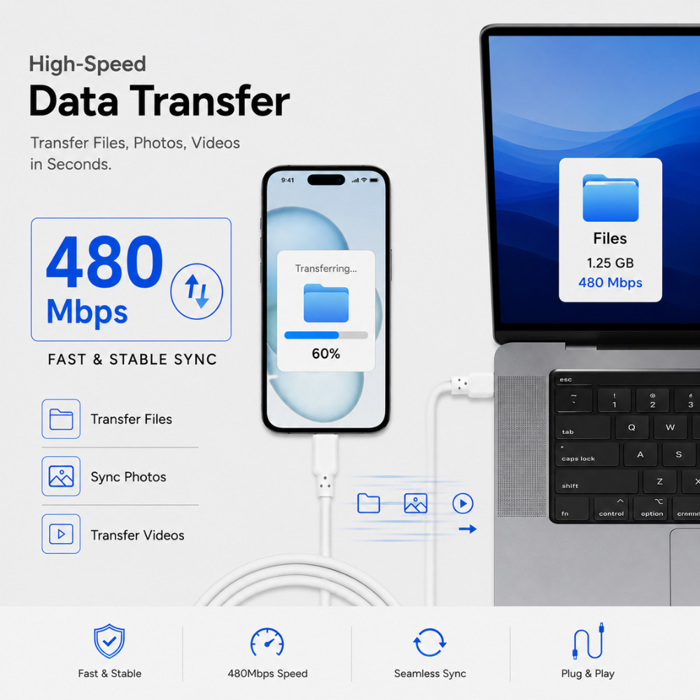 Peladus USB-C to Lightning Cable 1 Meter | Fast Charging Cable