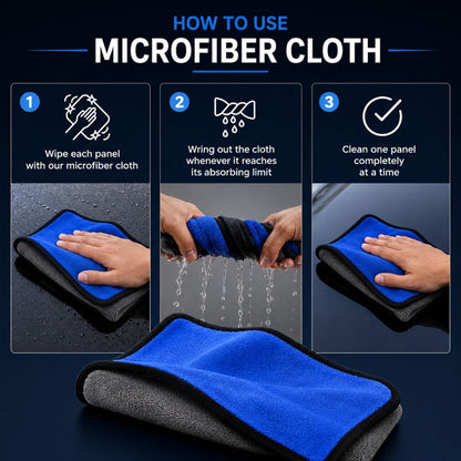 500 GSM Microfiber Cleaning Cloth - Lint-Free, Streak-Free, Multi-Purpose