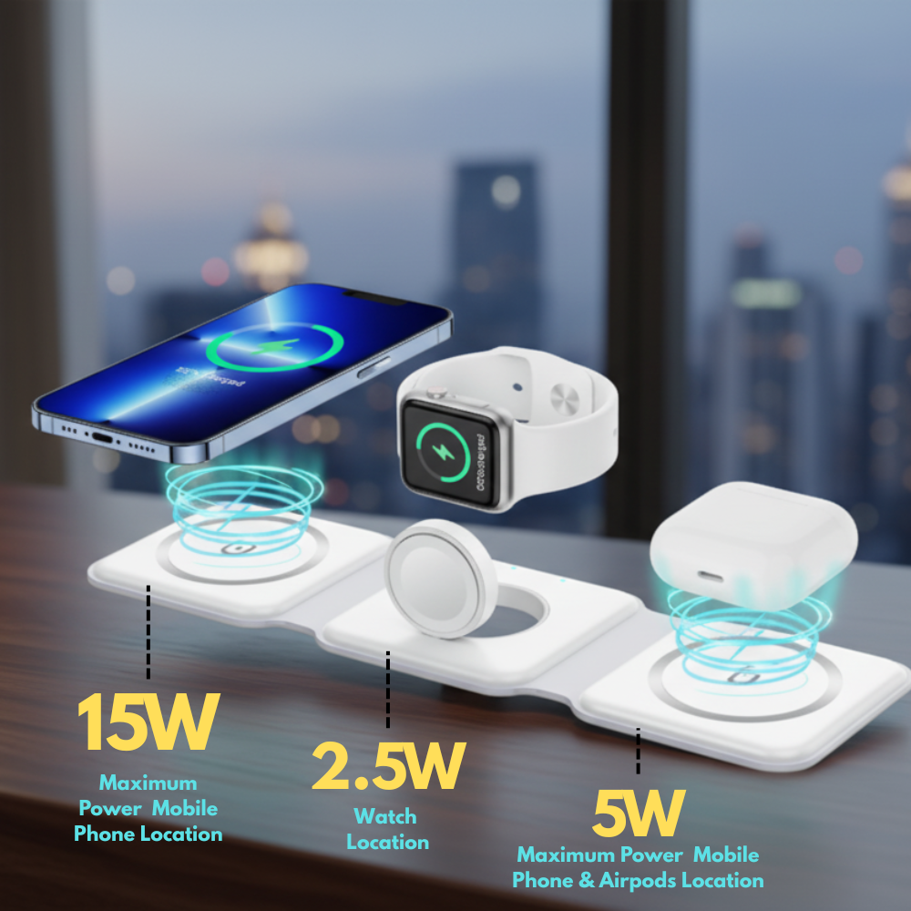 3-in-1 MagSafe Magnetic Foldable Wireless Charger