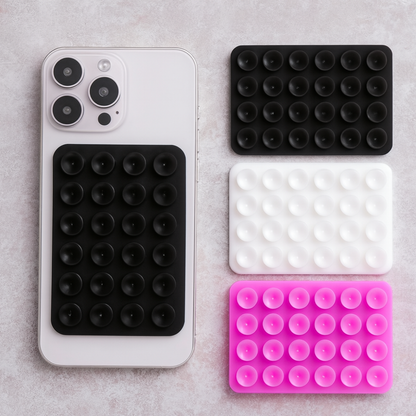 Strong Suction Phone Holder Silicone Case Cover - Works on Glass, Mirrors, Tiles & Smooth Surfaces (Pack of 3)