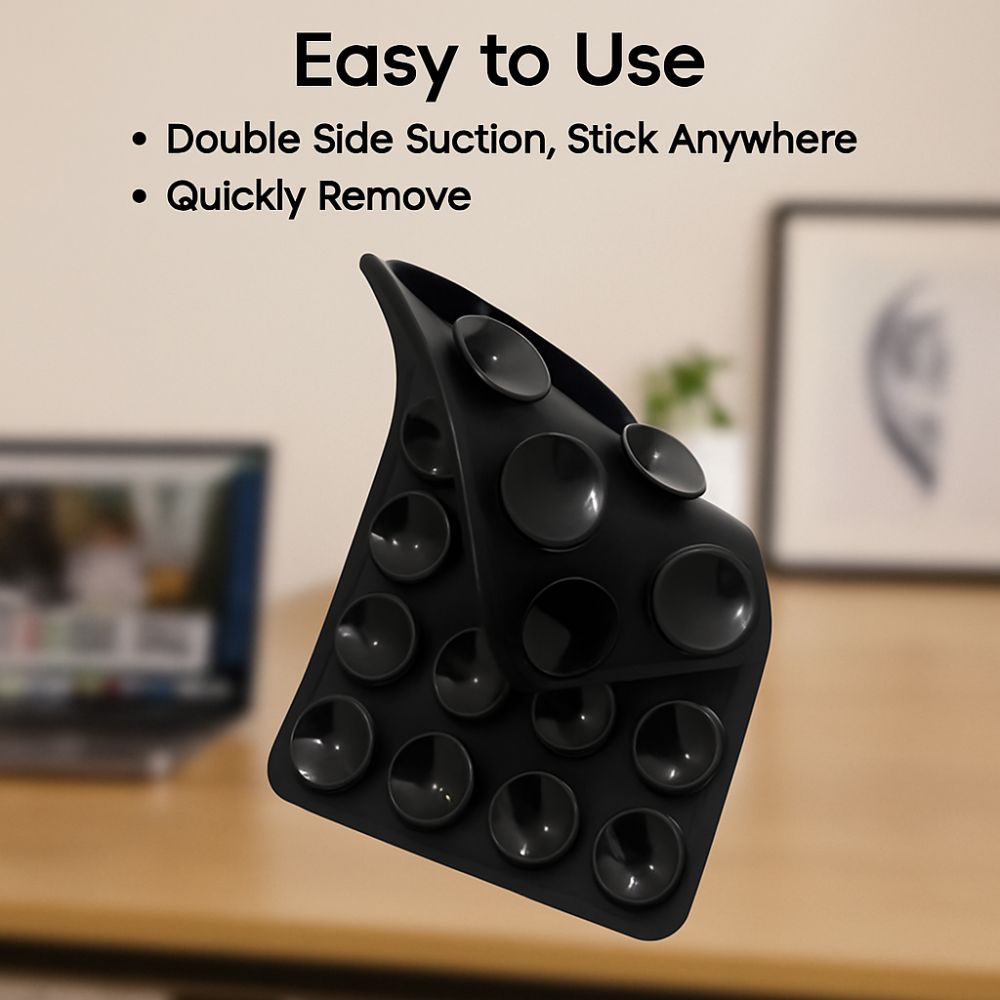 Strong Suction Phone Holder Silicone Case Cover - Works on Glass, Mirrors, Tiles & Smooth Surfaces (Pack of 3)