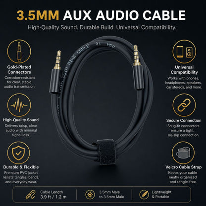 Premium Gold Plated 3.5 mm Aux Audio Cable
