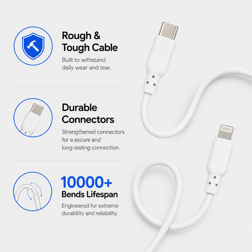 Peladus USB-C to Lightning Cable 1 Meter | Fast Charging Cable