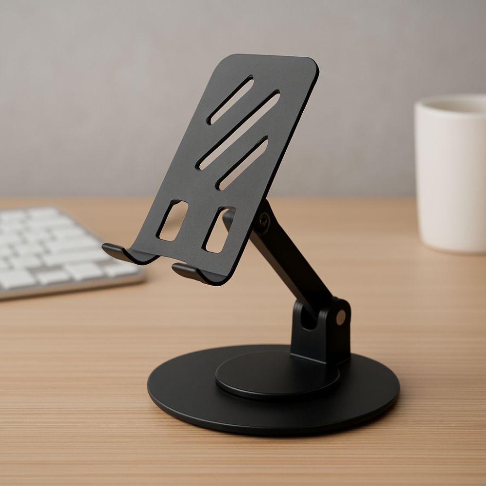 Adjustable Aluminum Phone Holder Stand, 360° Rotation Anti-Slip Base Stand