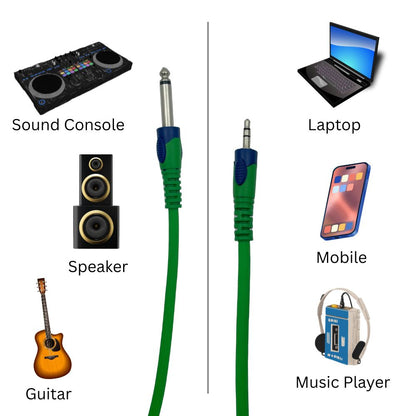 6.35mm male jack to 3.5mm male jack Mono to Stereo Audio Cable