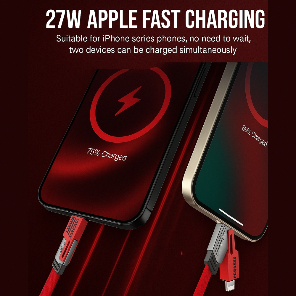 Peladus 4 in 1 Universal USB C Fast Charging Cable Red