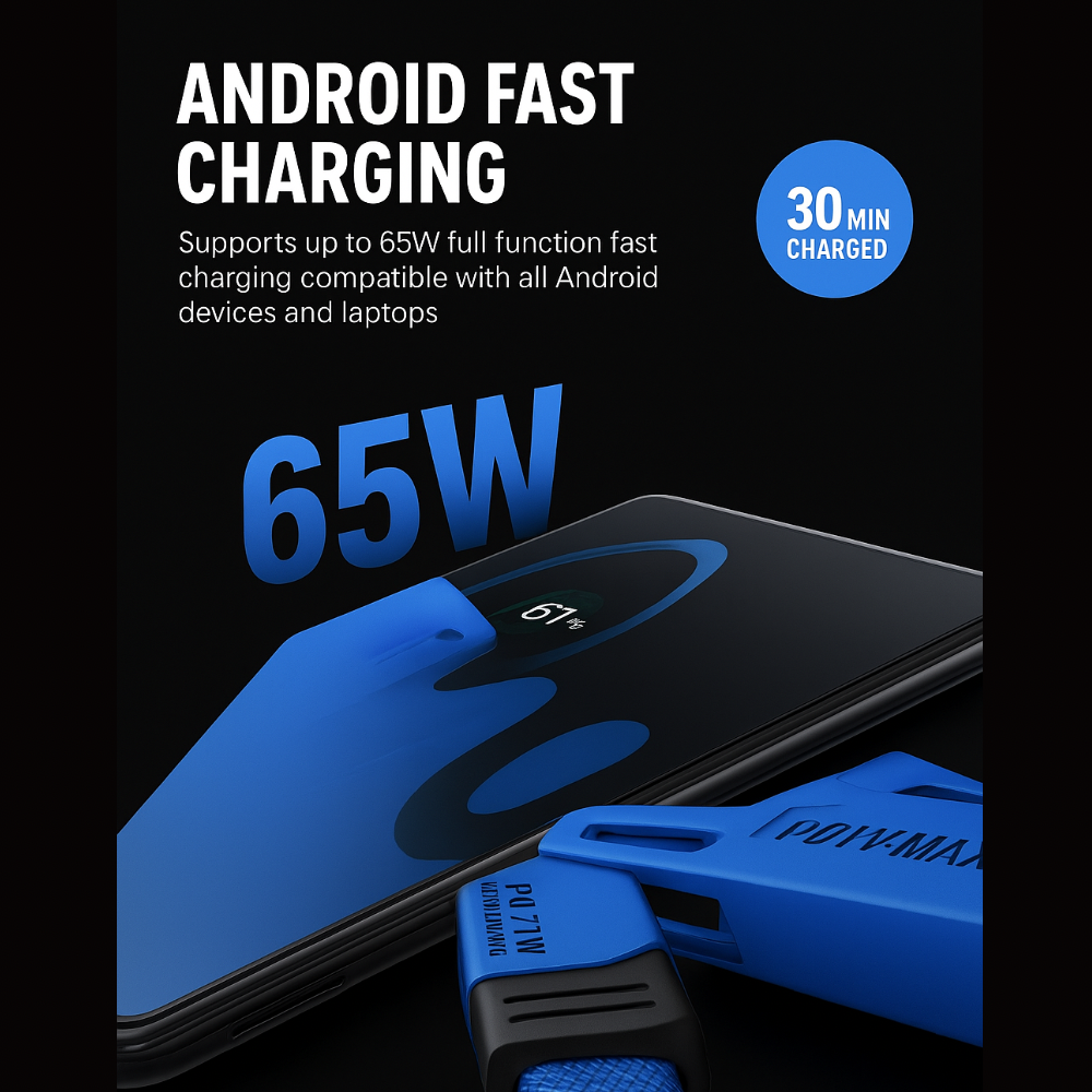 Peladus 4 in 1 Universal USB C Fast Charging Cable Blue