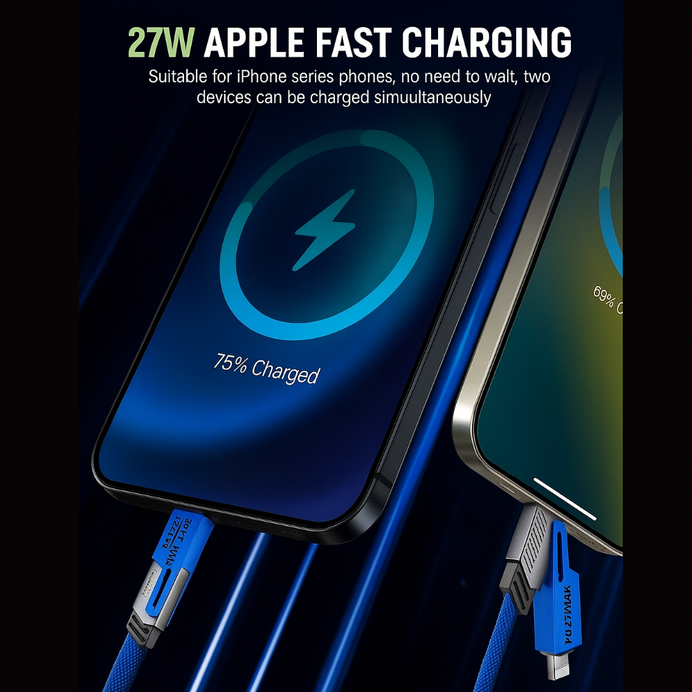 Peladus 4 in 1 Universal USB C Fast Charging Cable Blue