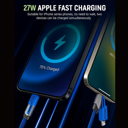 Peladus 4 in 1 Universal USB C Fast Charging Cable Blue