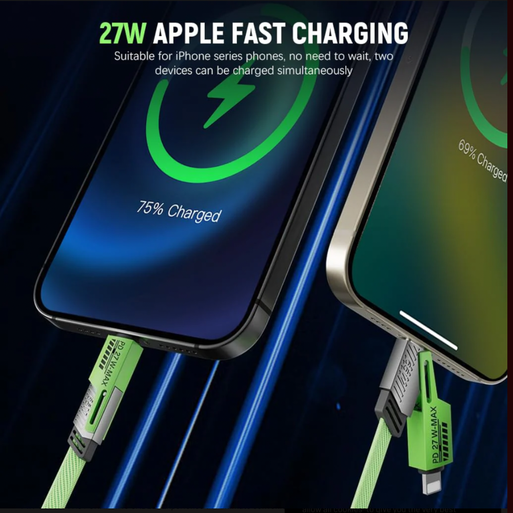Peladus 4 in 1 Universal USB C Fast Charging Cable Green