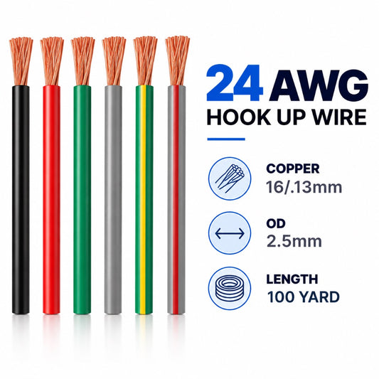24AWG Hookup Wire | Flexible Electrical Wire in 6 Colors