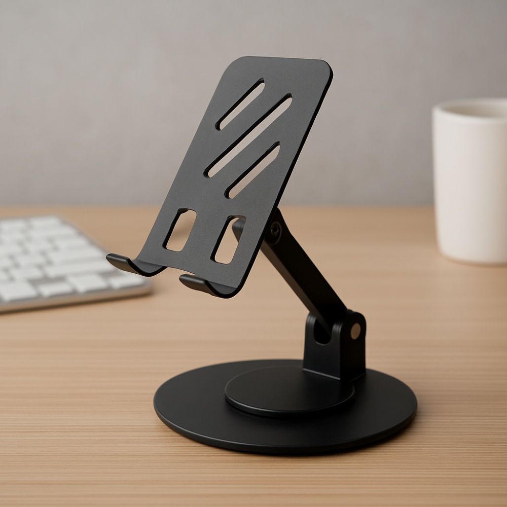 Adjustable Aluminum Phone Holder Stand, 360° Rotation Anti-Slip Base Stand