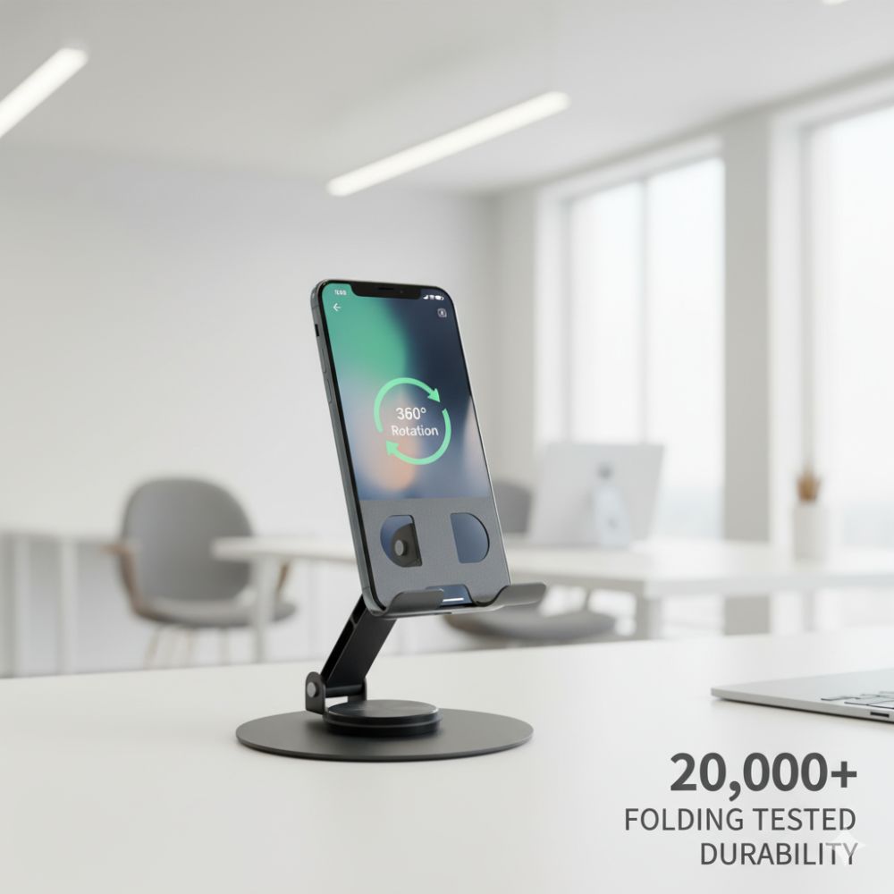 Adjustable Aluminum Phone Holder Stand, 360° Rotation Anti-Slip Base Stand