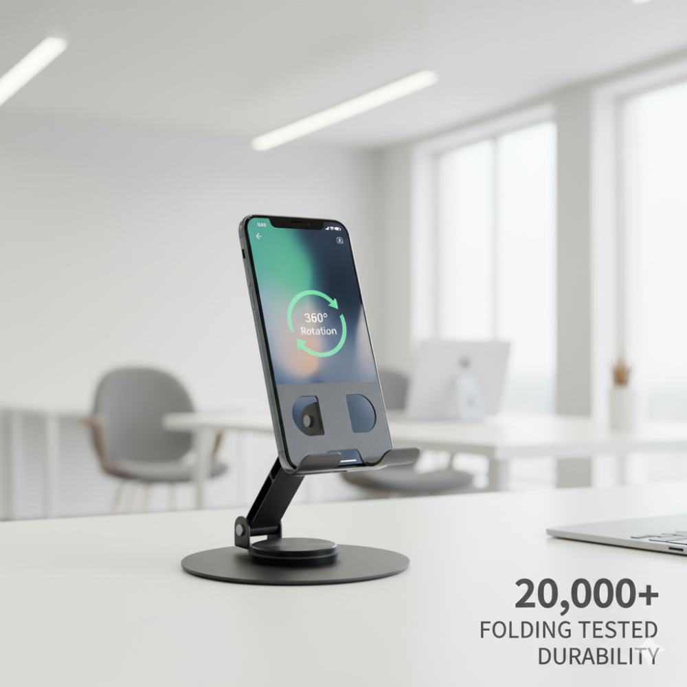 Adjustable Aluminum Phone Holder Stand, 360° Rotation Anti-Slip Base Stand