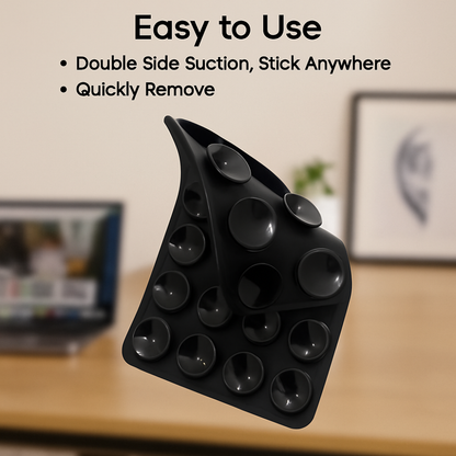 Strong Suction Phone Holder Silicone Case Cover - Works on Glass, Mirrors, Tiles & Smooth Surfaces (Pack of 3)